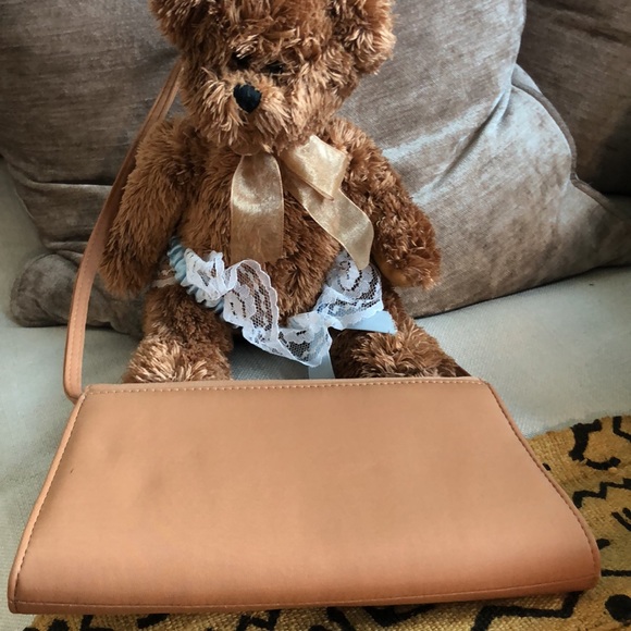 Claudina tan evening bag. Small purse with various beads adorning front flap - Picture 3 of 6